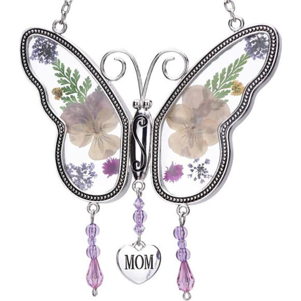 Butterfly Suncatcher with Pressed Colourful Flower Wings Mother's Day Gifts